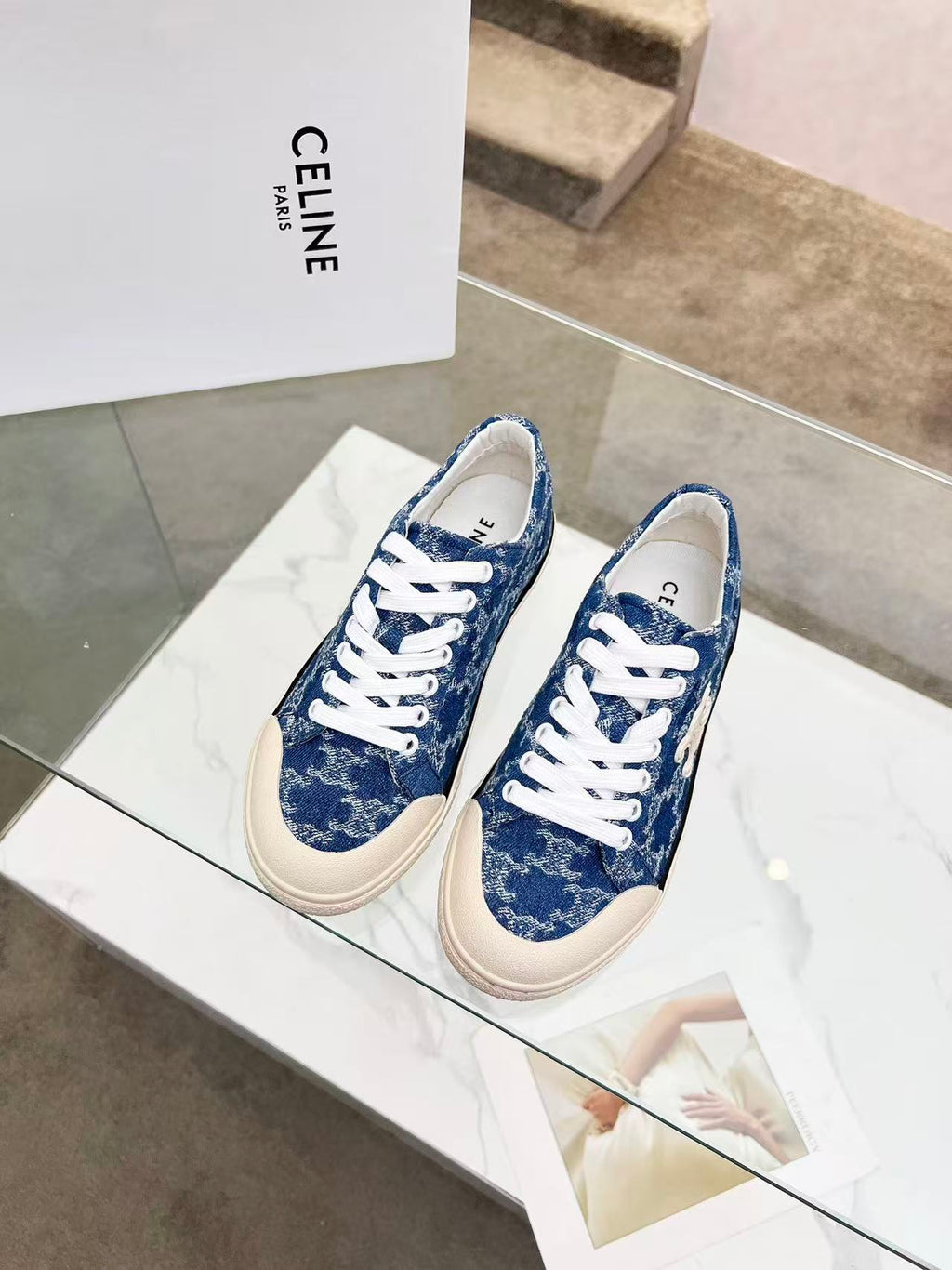 CELINE New Alan Triomphe Canvas Sneakers — Blue