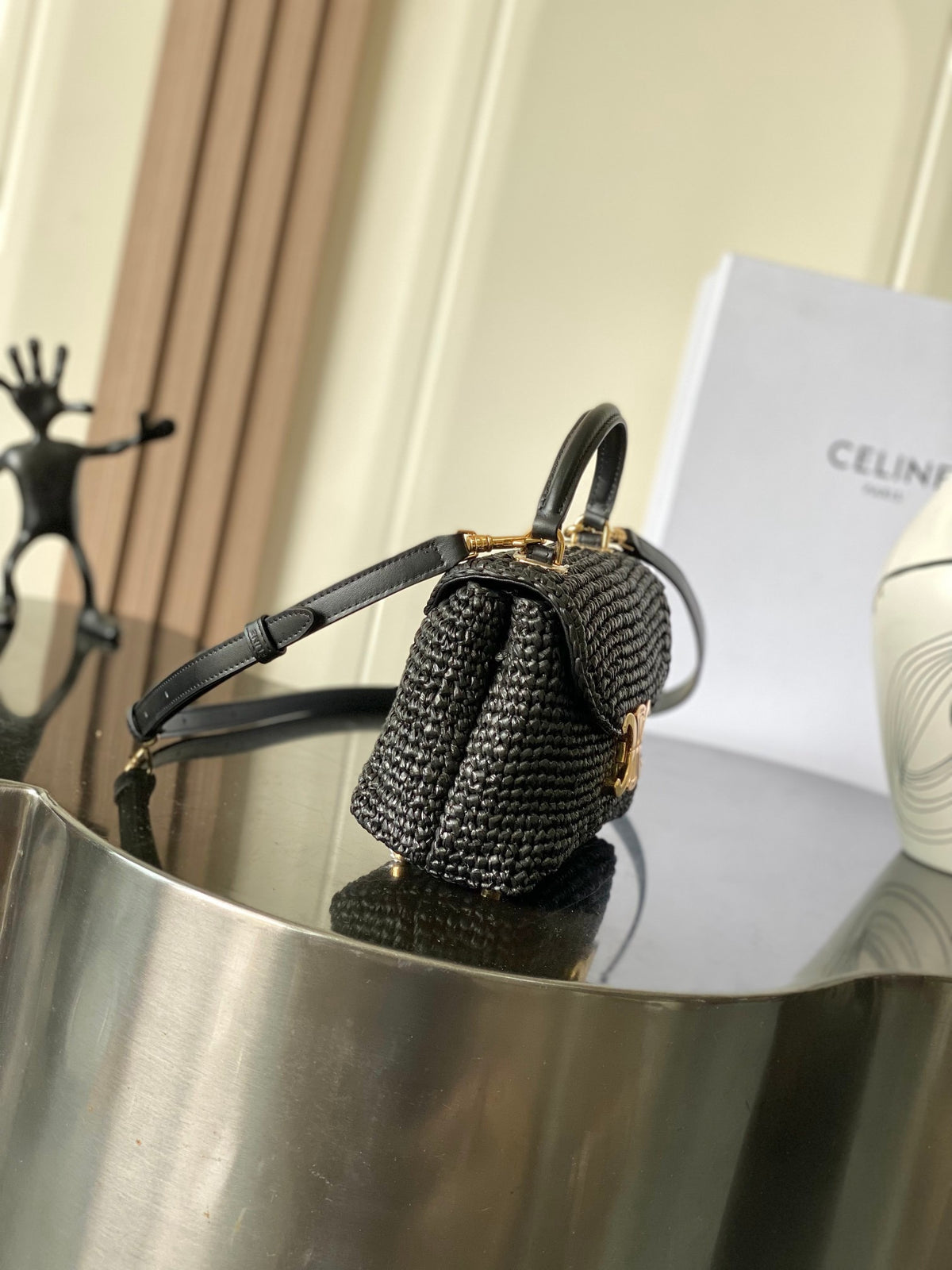 CELINE Teen Nino Woven Handbag in Black