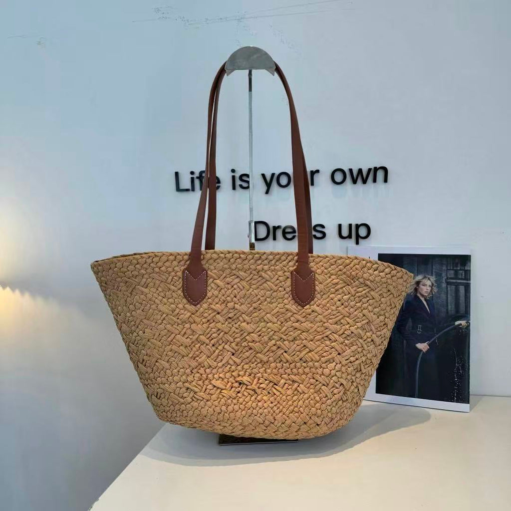CELINE Hand-Woven Raffia Bag in Beige