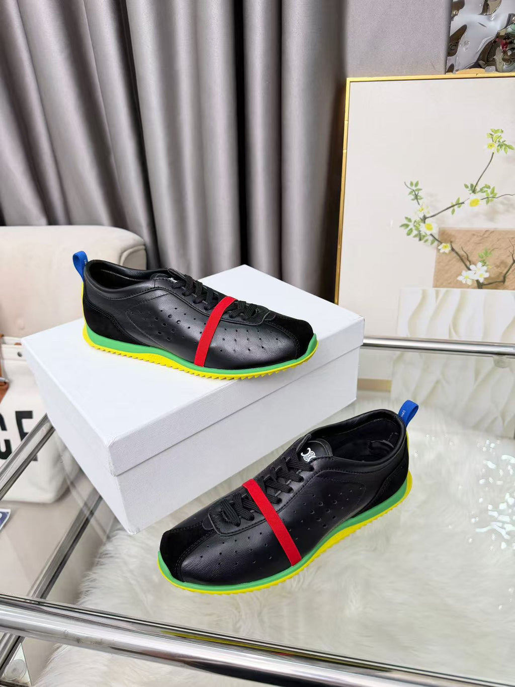 CELINE Men's Soft Calfskin Leather Lace-Up Low-Top Casual Shoes | Black | EU 39-46