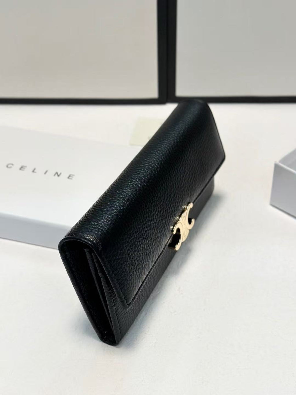 CELINE Explosions Cowhide Wallet in Black