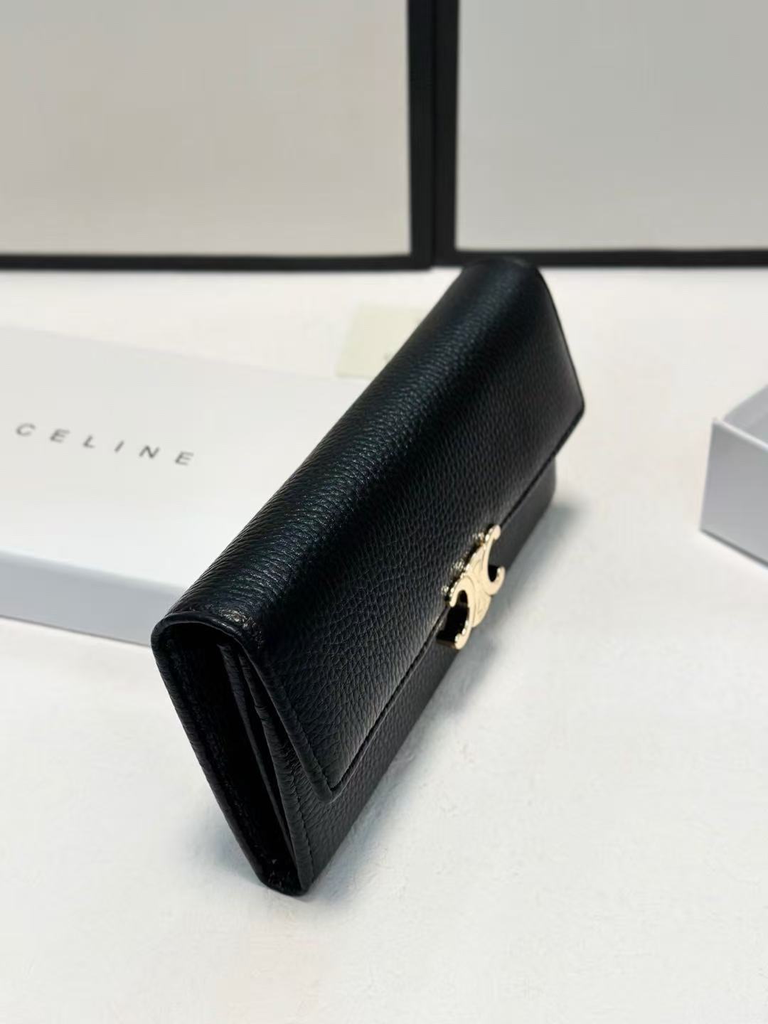 CELINE Explosions Cowhide Wallet in Black