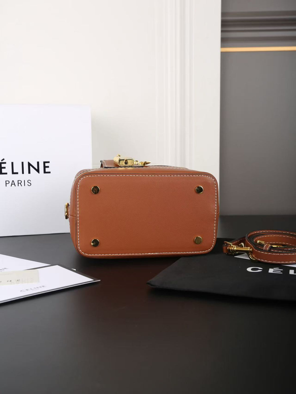 CELINE Triomphe Box Bag in Brown | Shoulder & Crossbody