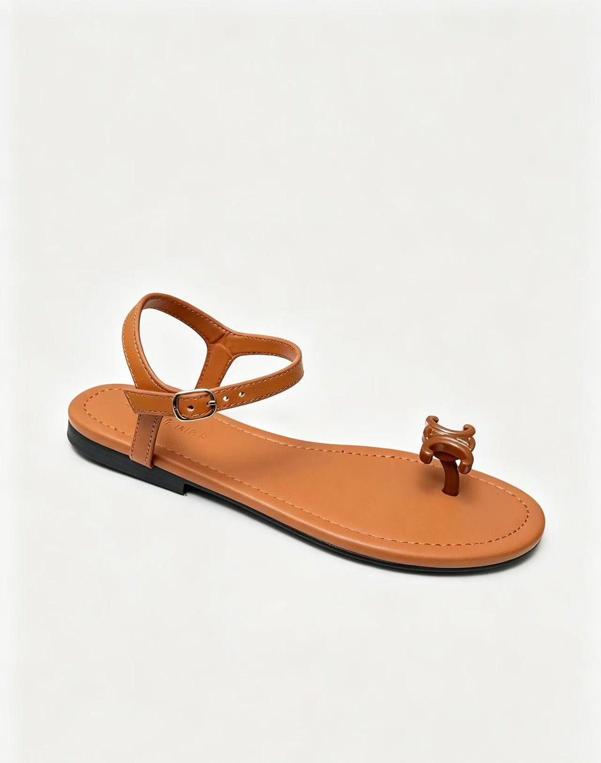 CELINE Triomphe Flat Thong Sandals — Brown