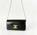 Celine Triomphe Chain Bag in Shiny Calfskin — Black