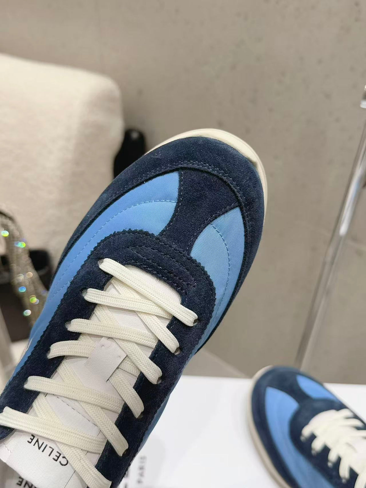 CELINE New Logo Laced Casual Sneakers — Navy & Blue