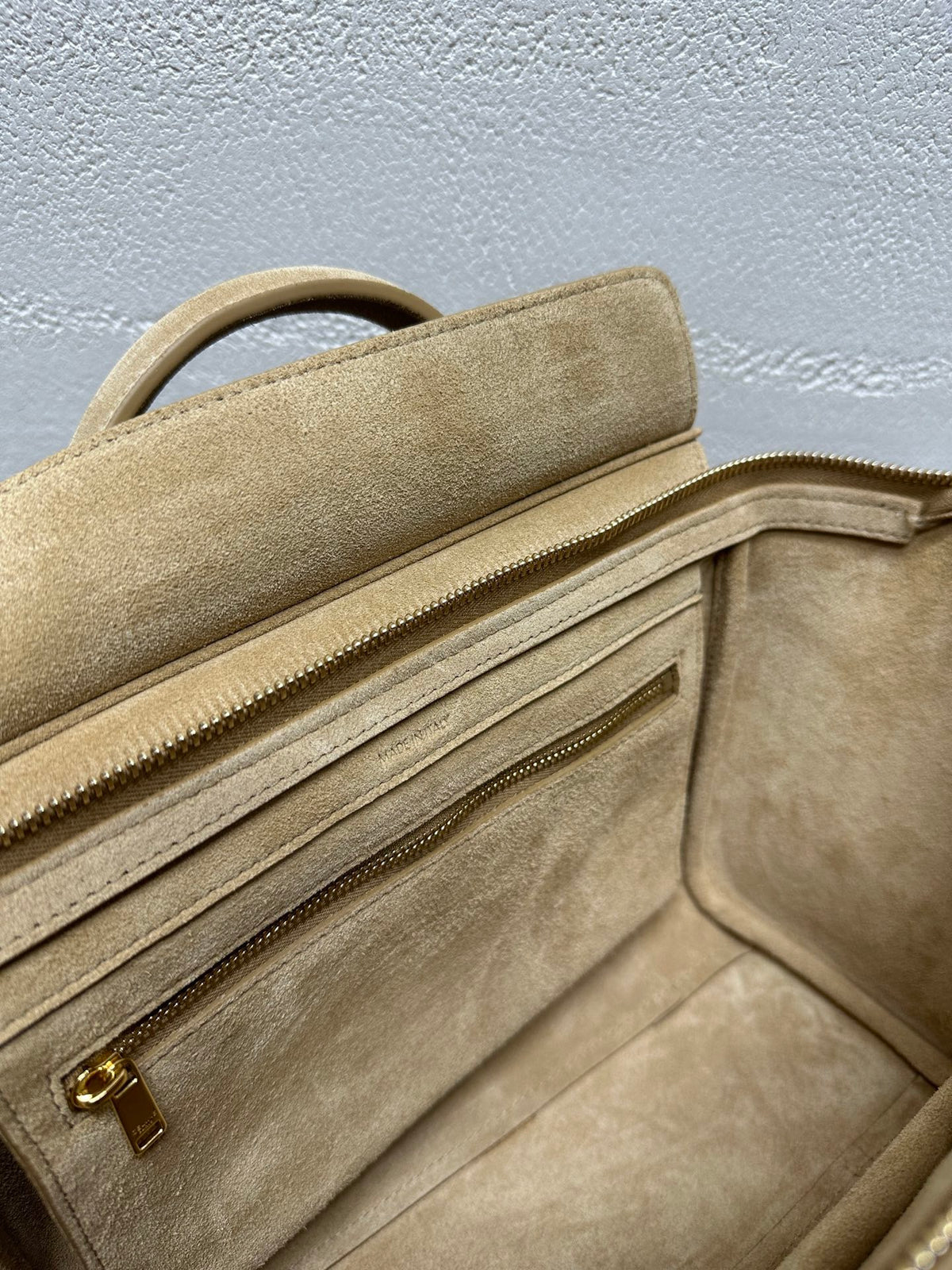 CELINE Small Handbag with Steel Hardware in Beige