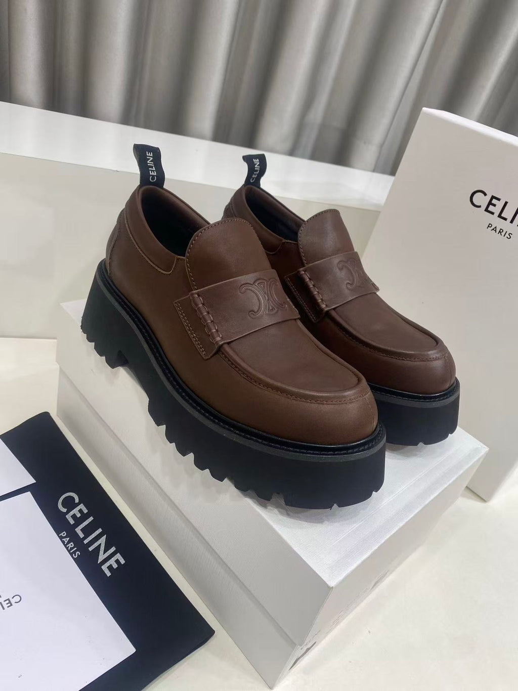 CELINE SS26 Thick-Sole Loafers — Brown