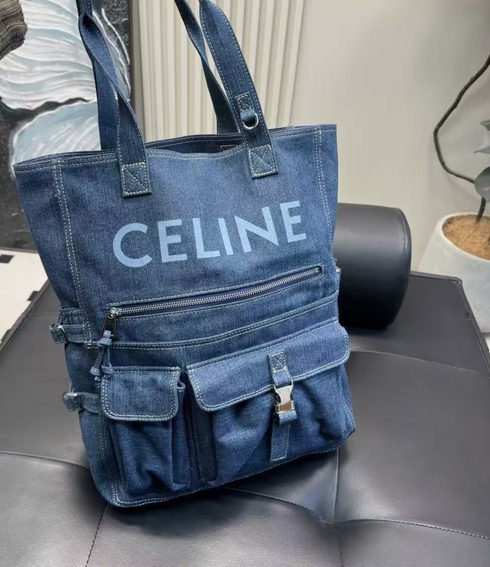 CELINE Blue Denim Tote Bag