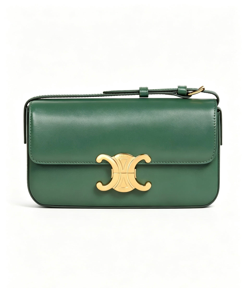 Celine Forest Green Claude Leather Crossbody Bag