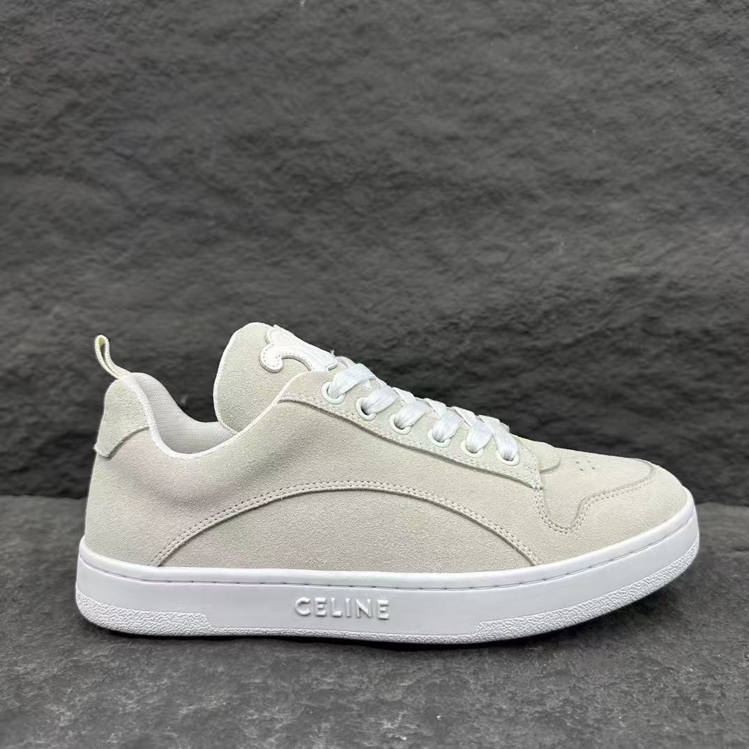 Celine HUNTINGTON Low-Top Lace-Up Sneakers in Calfskin Suede & Mesh