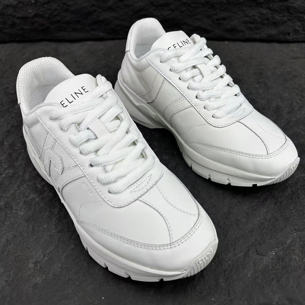 Celine CR-02 Runner Low-Top Lace-Up Sneakers in Calfskin — Fluorescent White