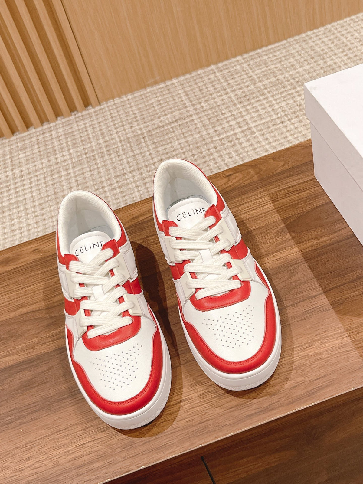 Celine White & Red Unisex Platform Sneakers – Sizes 35–44