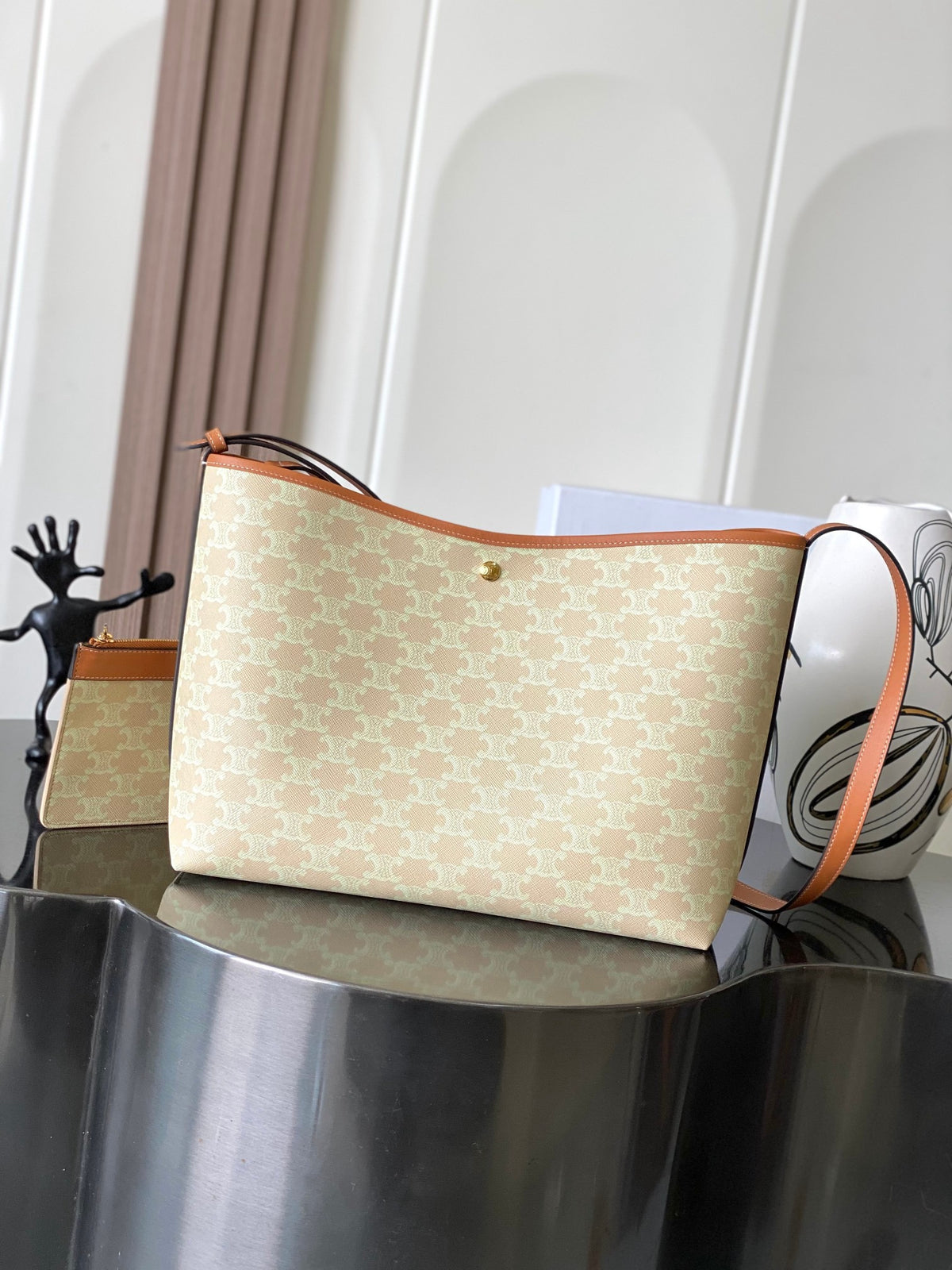 CELINE Monogram Soft Shopper Bag in Beige