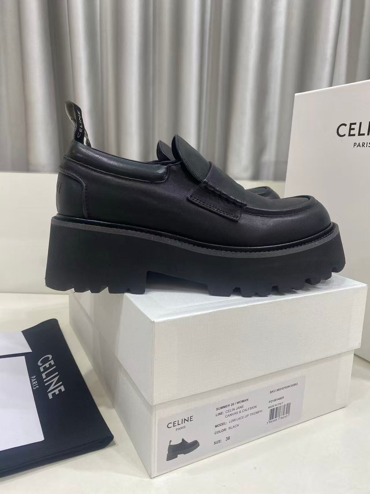 CELINE SS26 Thick-Sole Loafers — Black