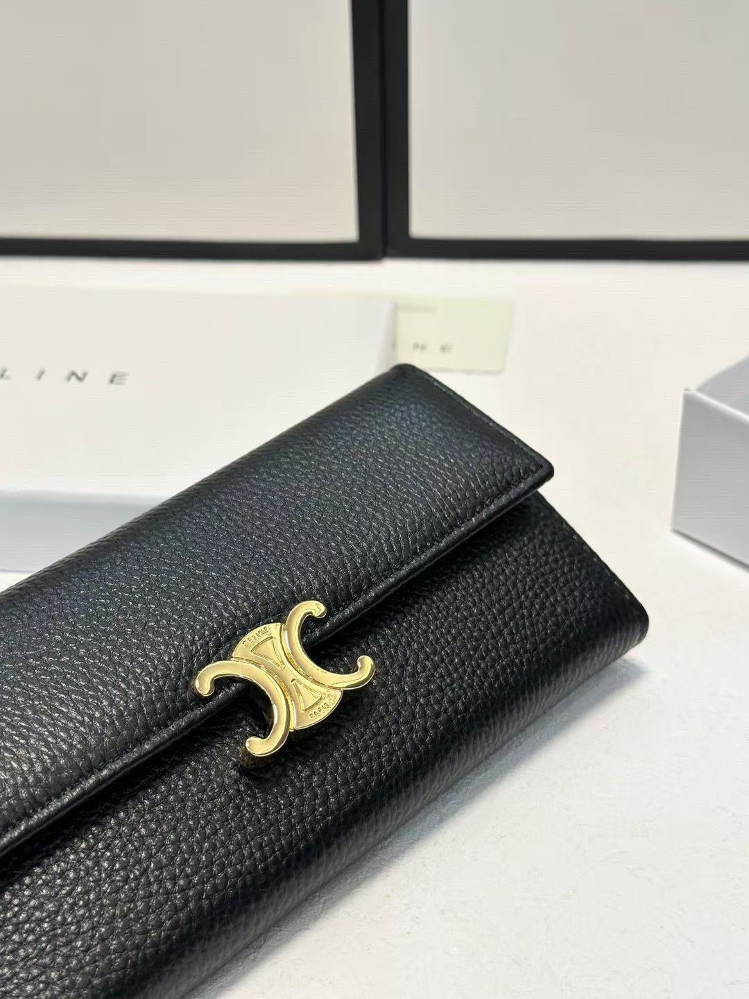 CELINE Explosions Cowhide Wallet in Black