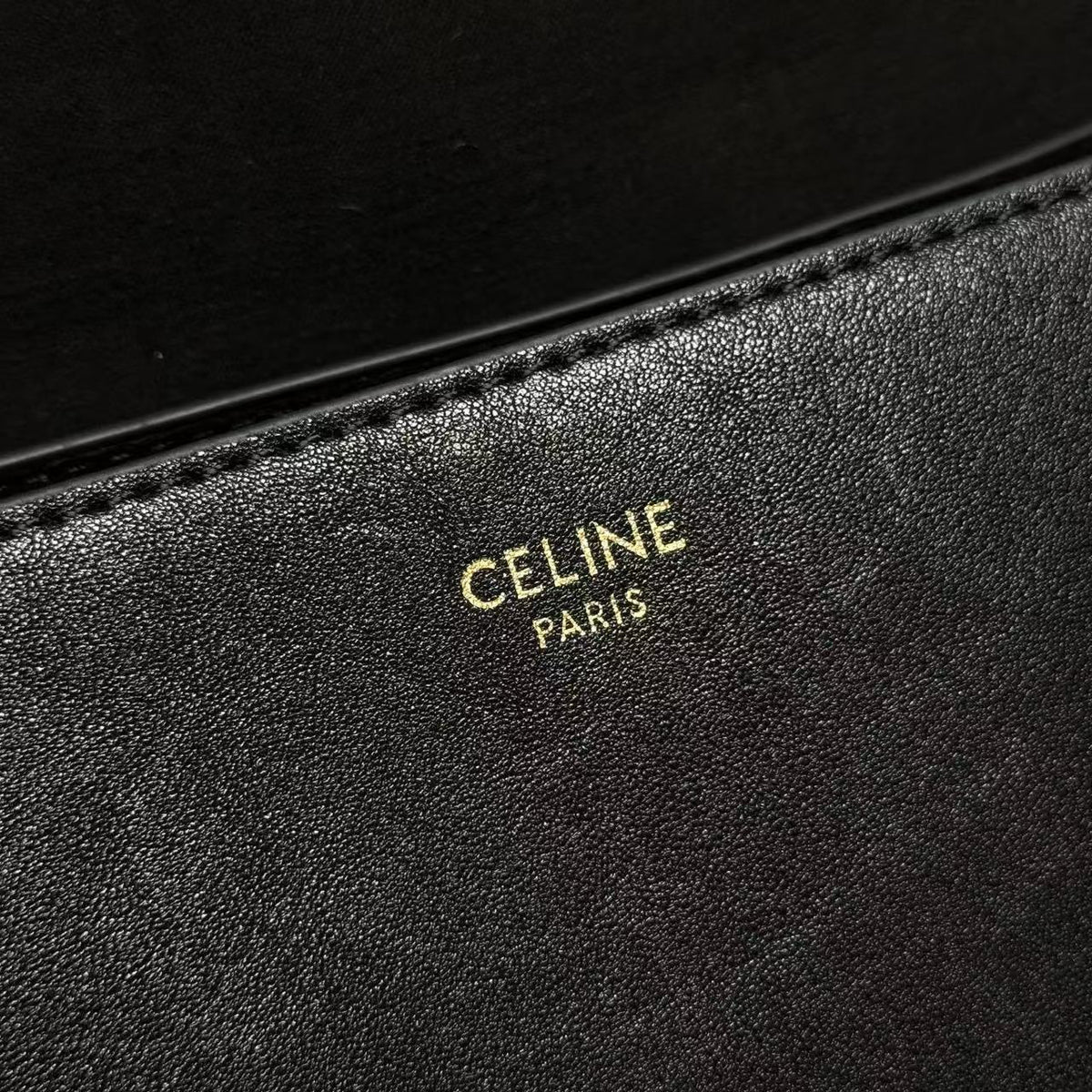 CELINE Triomphe Besace Bag in Black with Gold-Tone Finish