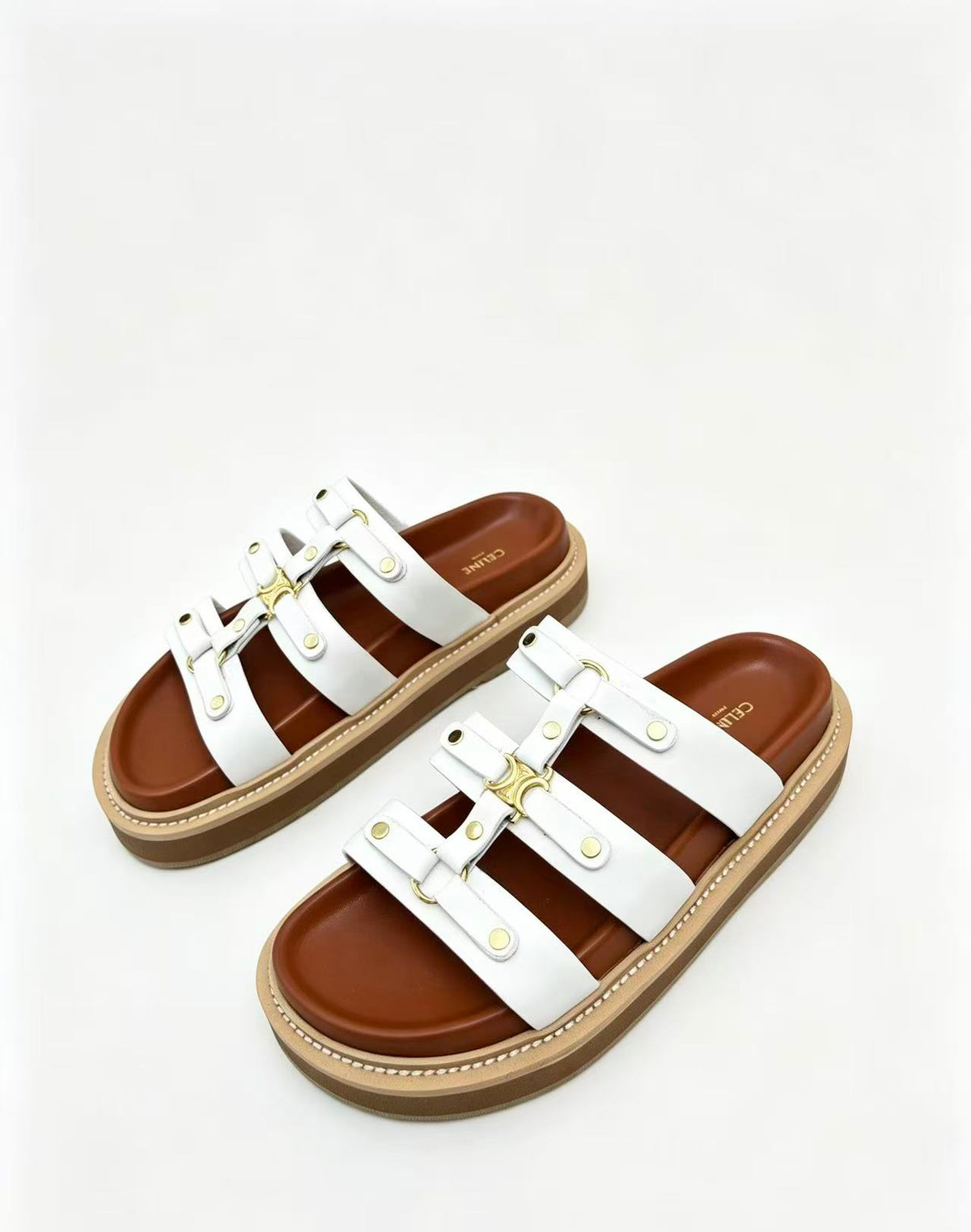 CELINE Metal Buckle Sandals — Women's White | EU 35-40