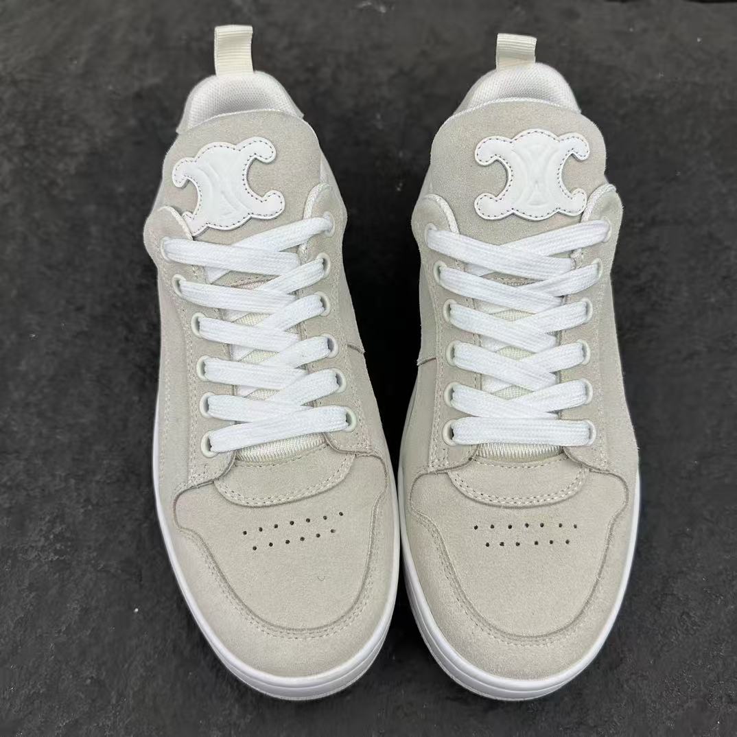 Celine HUNTINGTON Low-Top Lace-Up Sneakers in Calfskin Suede & Mesh