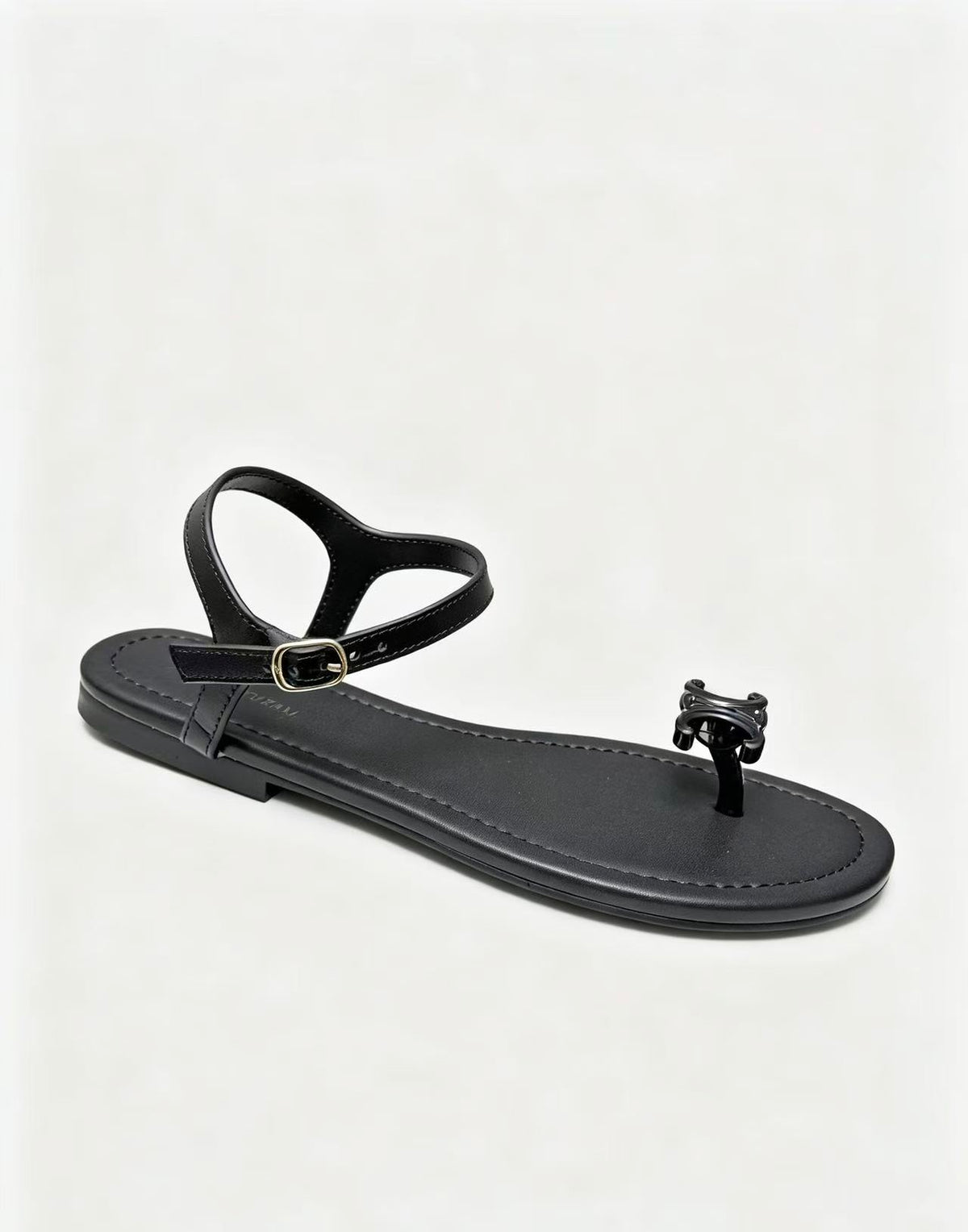 CELINE Triomphe Flat Thong Sandals — Black