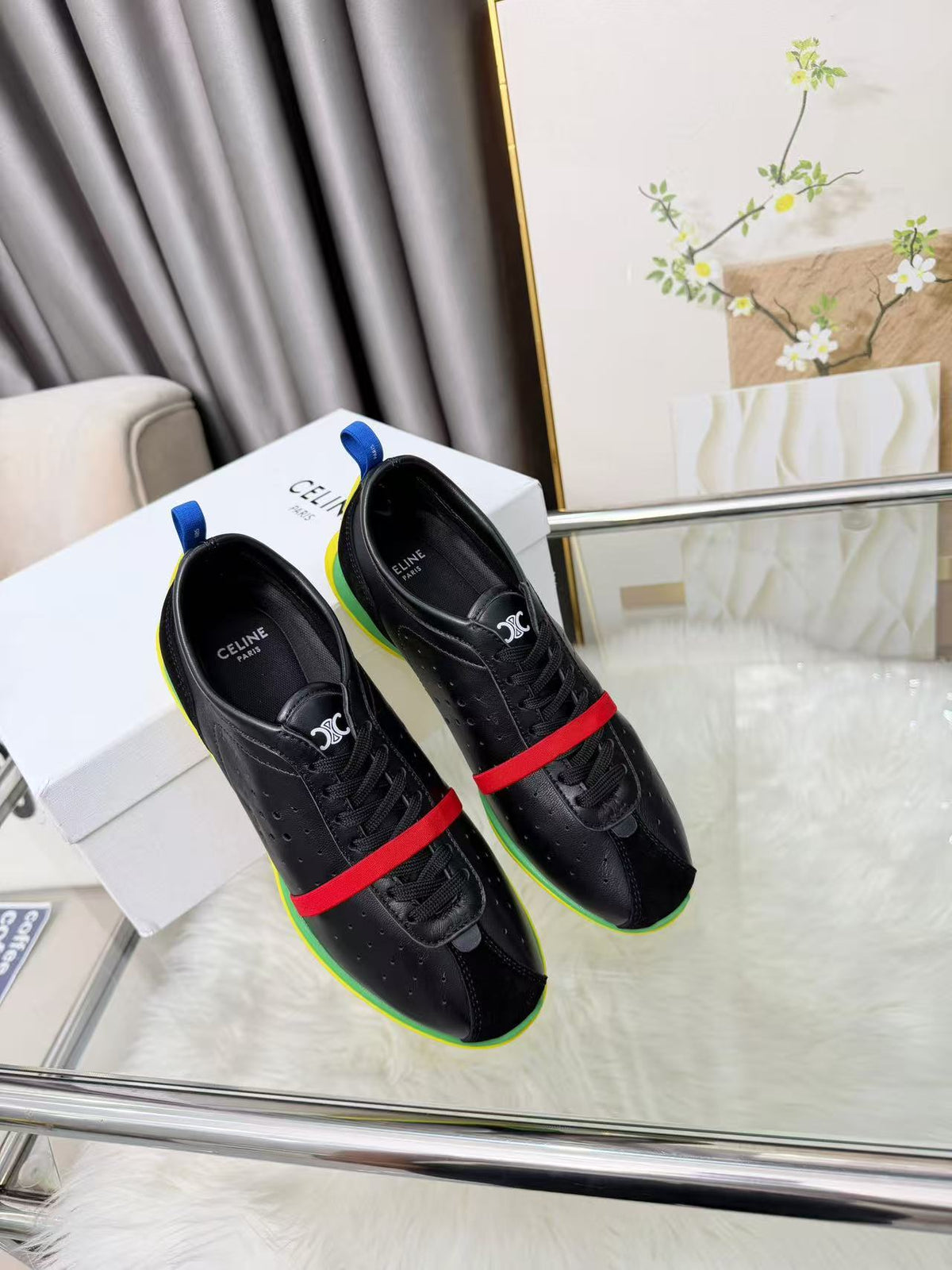 CELINE Men's Soft Calfskin Leather Lace-Up Low-Top Casual Shoes | Black | EU 39-46