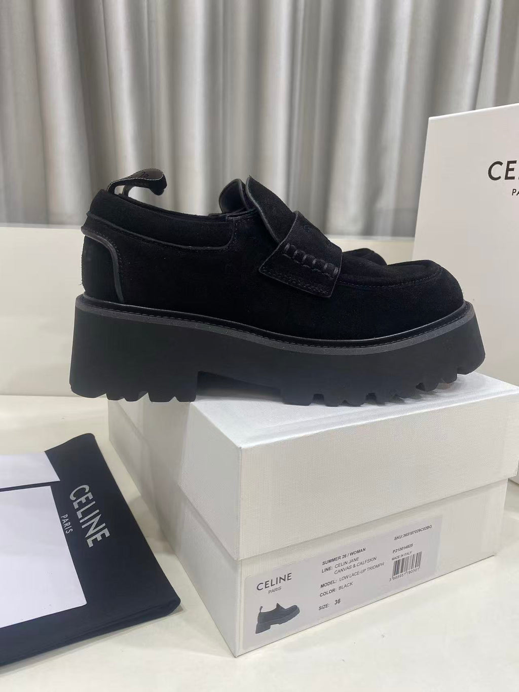 CELINE SS26 Thick-Sole Loafers in Calfskin — Black