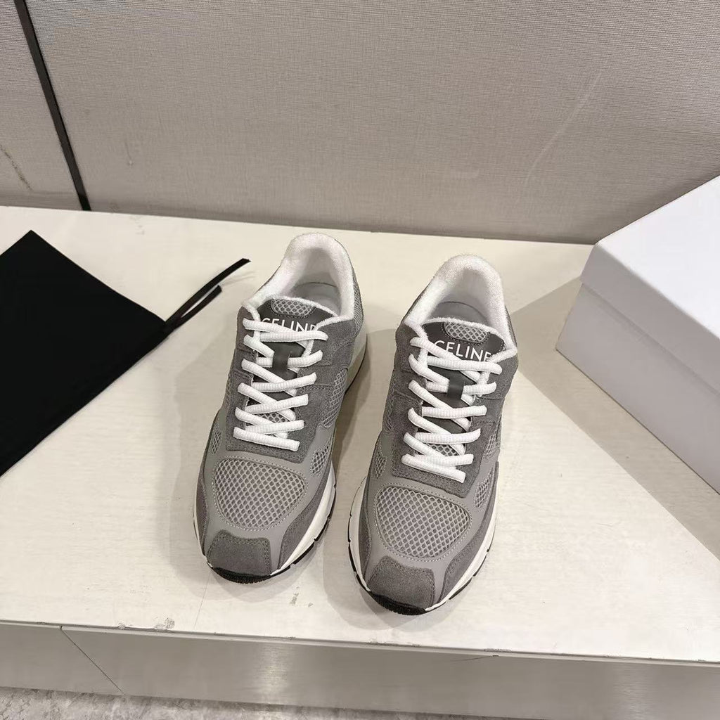 CELINE Triomphe Runner Low-Top Sneakers — Grey