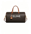 CELINE Triomphe Printed Fabric & Leather Travel Bag in Brown