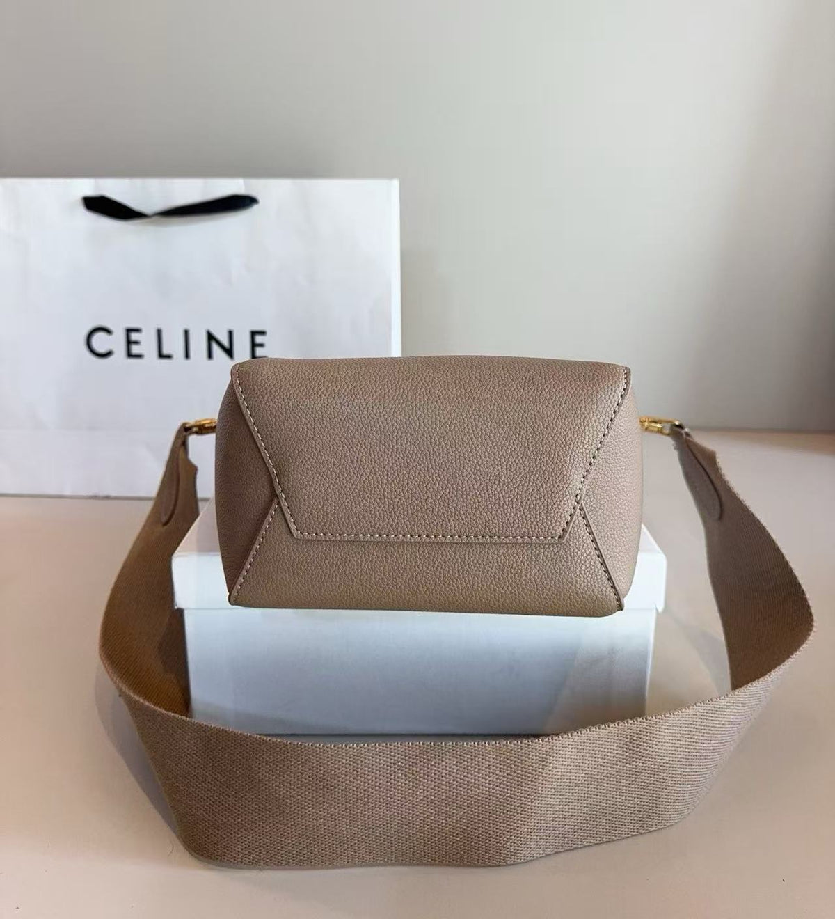 CELINE Beige Tote Bucket Bag