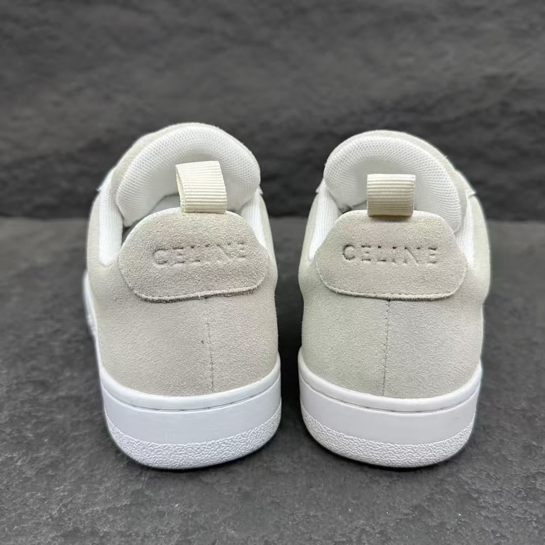 Celine HUNTINGTON Low-Top Lace-Up Sneakers in Calfskin Suede & Mesh