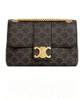 CELINE Triomphe Bag with Metal Logo in Brown