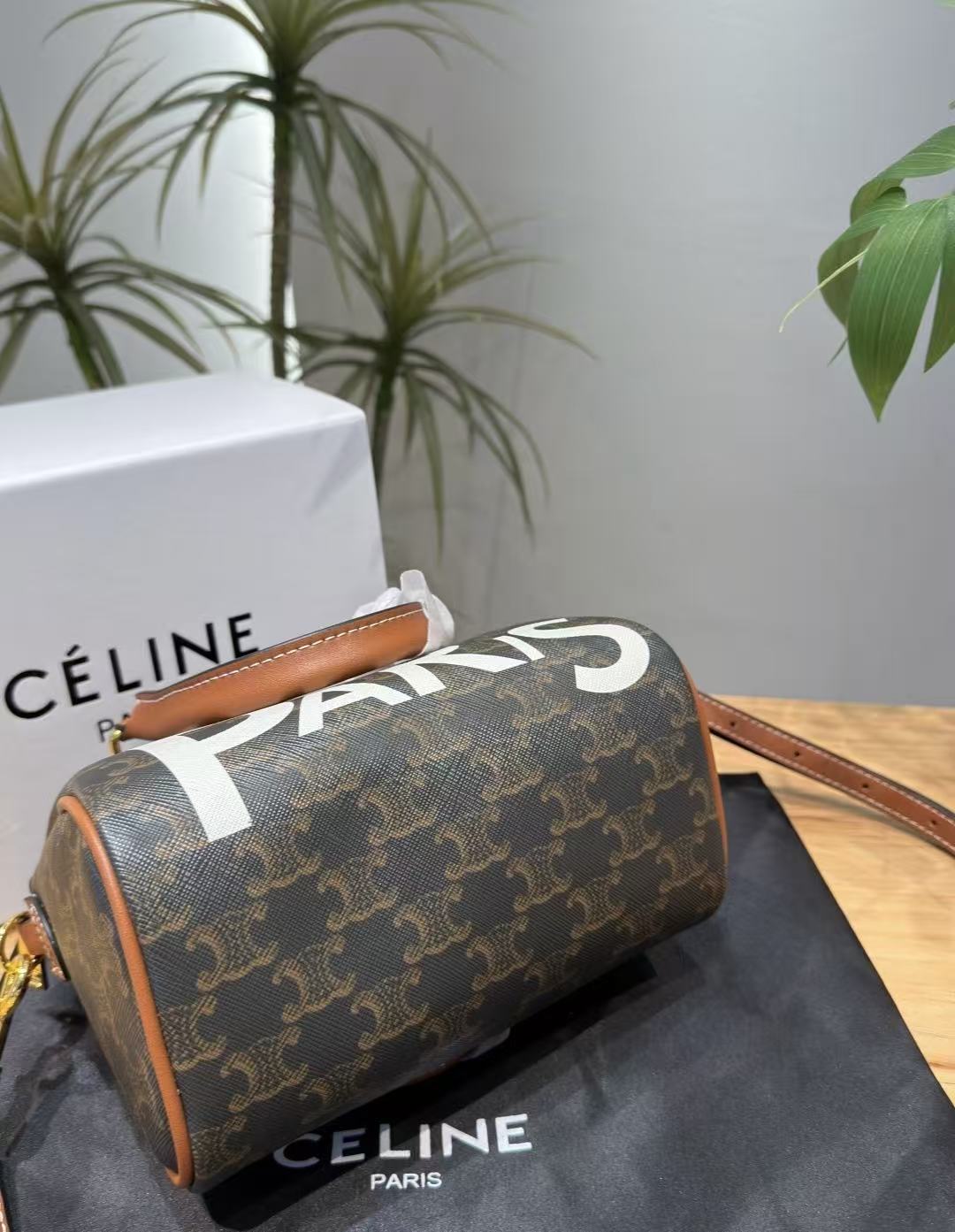CELINE Pillow Graffiti Boston Bag Limited Edition in Brown