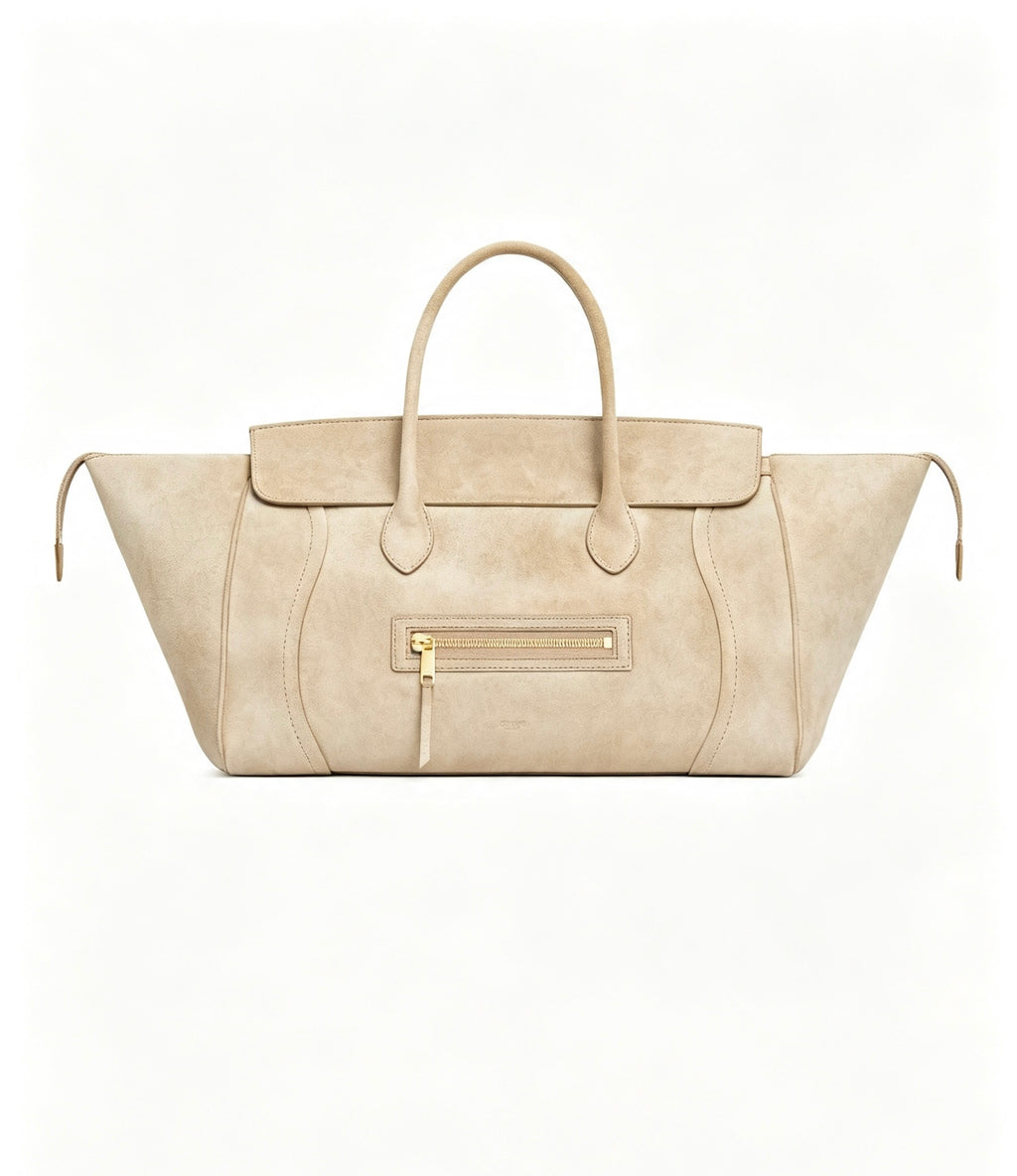 CELINE Small Handbag with Steel Hardware in Beige