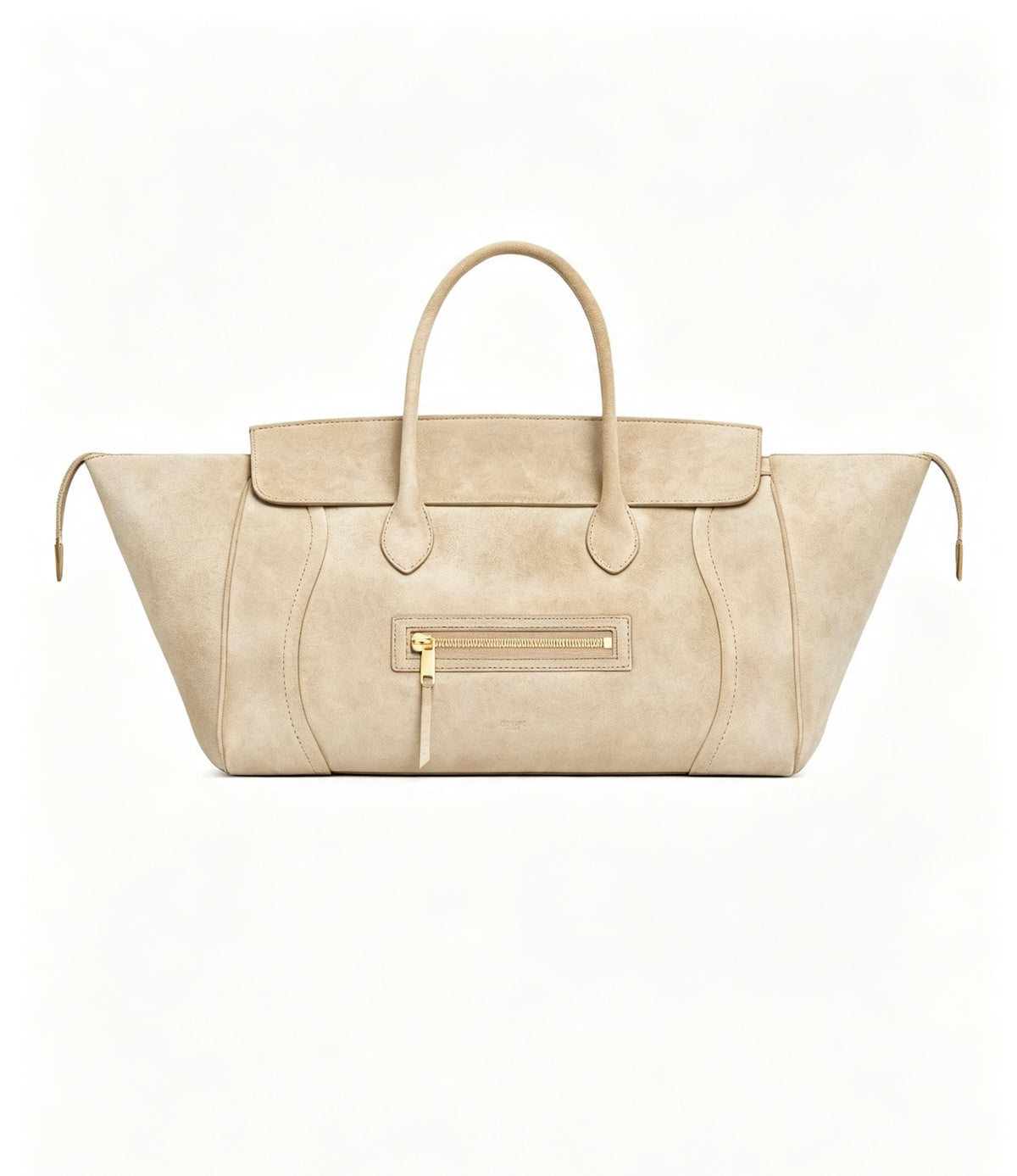 CELINE Small Handbag with Steel Hardware in Beige