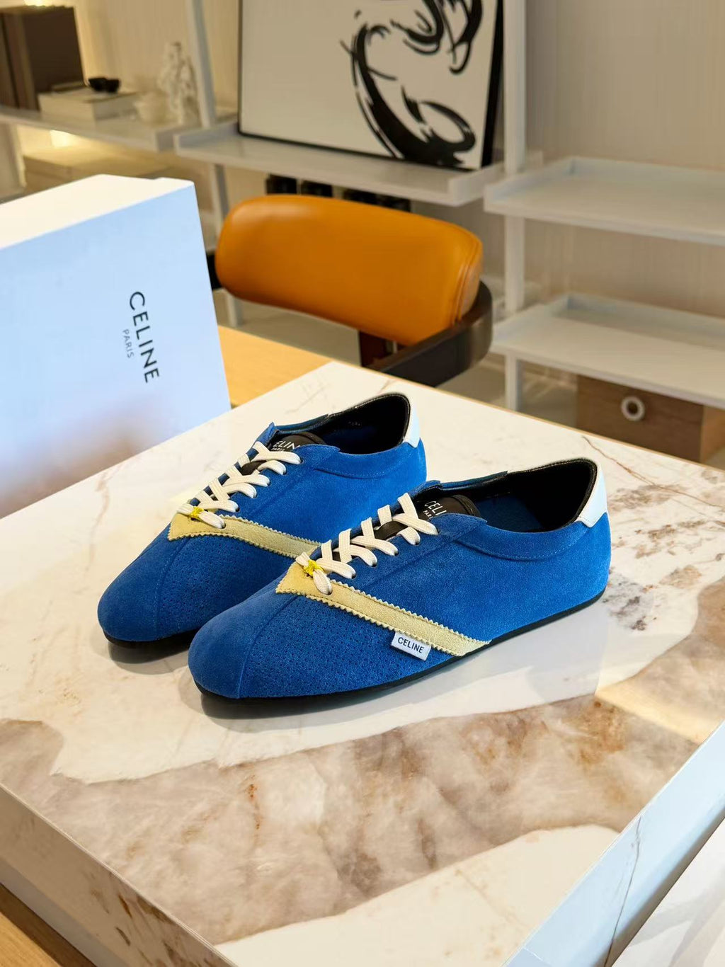 CELINE THE FLAT Men's Hollow Lace-Up Low-Top Casual Shoes | Blue | EU 39-46