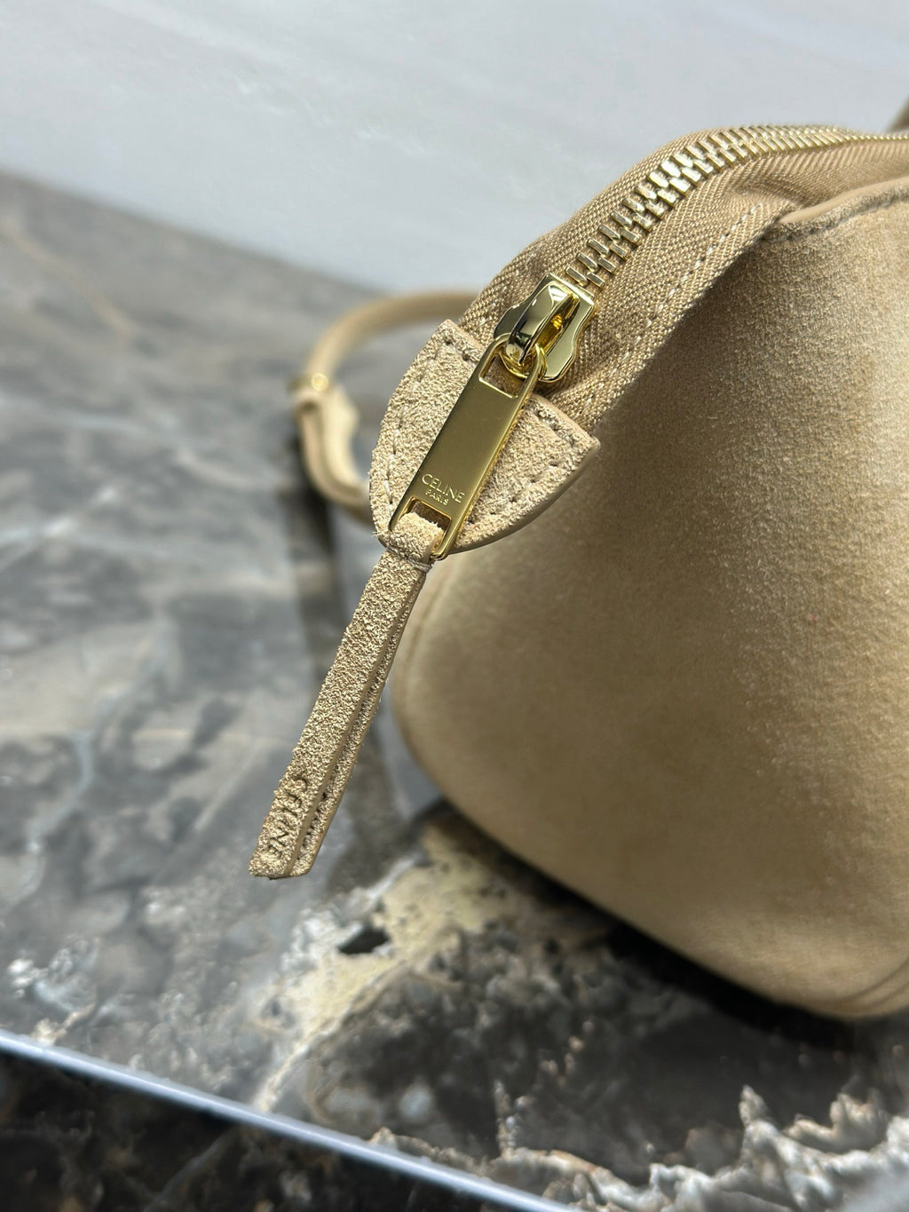 CELINE Small Handbag with Steel Hardware in Beige