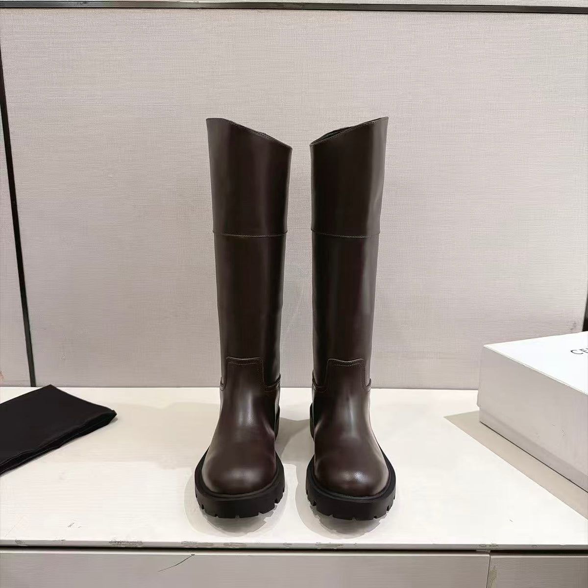 CELINE BUMARGARET High Boots — Dark Brown
