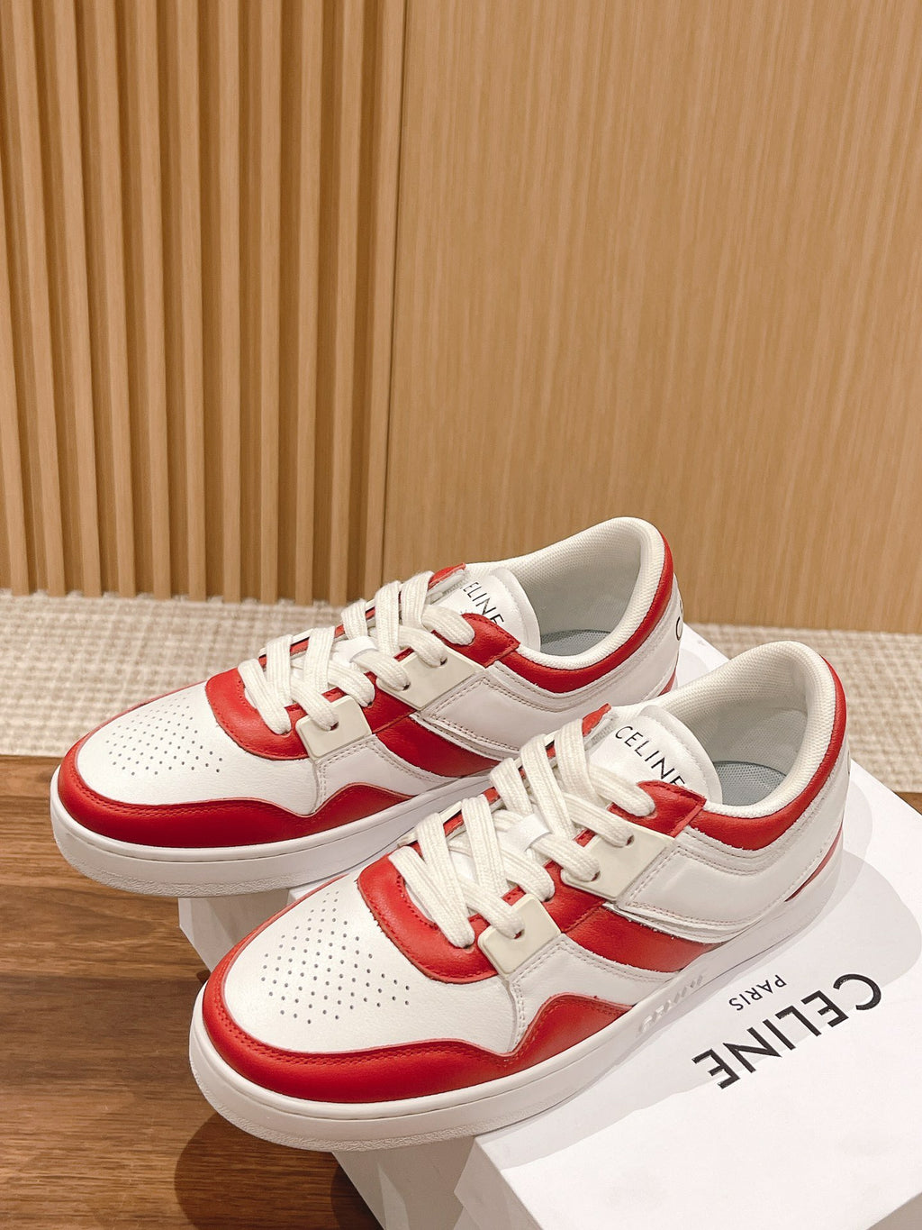 Celine White & Red Unisex Platform Sneakers – Sizes 35–44
