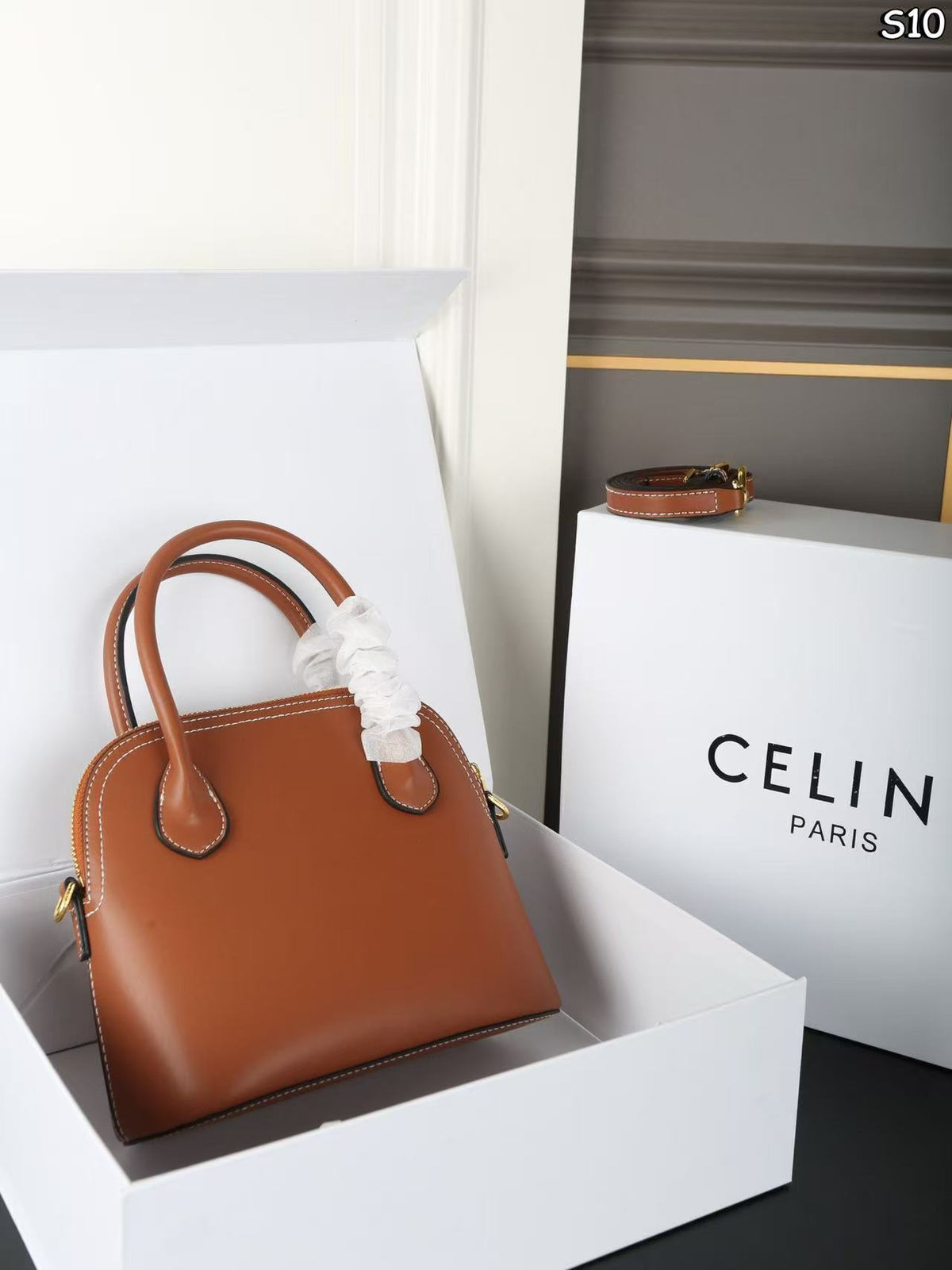 CELINE Shell Bag in Brown | Curved Handbag