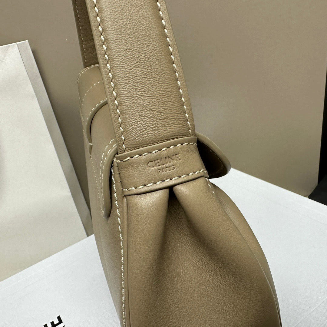 CELINE New Triomphe Polly Shoulder Bag in Beige