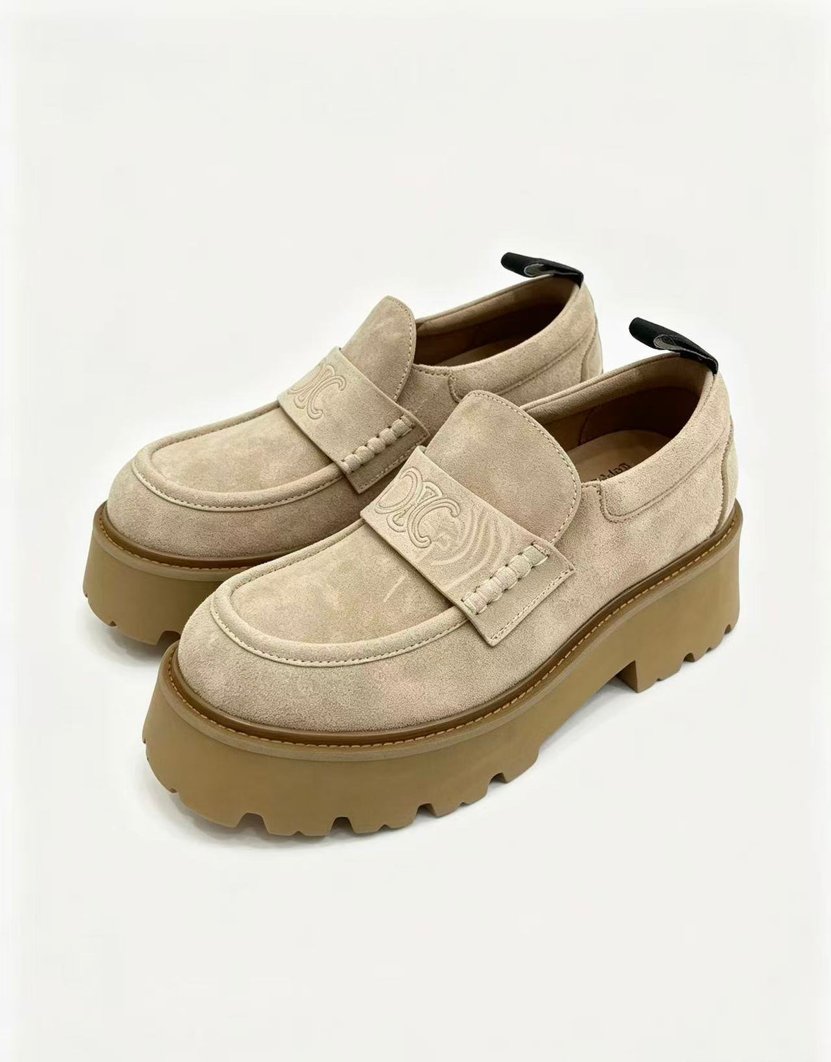 CELINE SS26 Thick-Sole Loafers — Apricot
