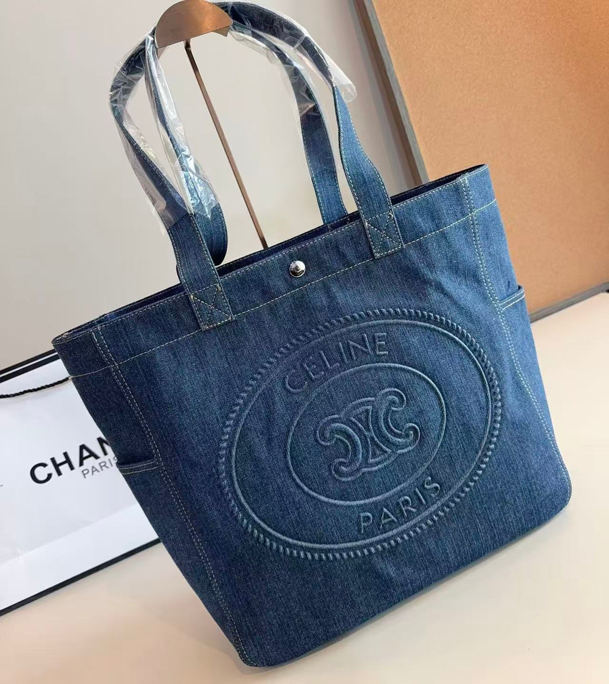 CELINE Triomphe Shoulder Bag in Blue