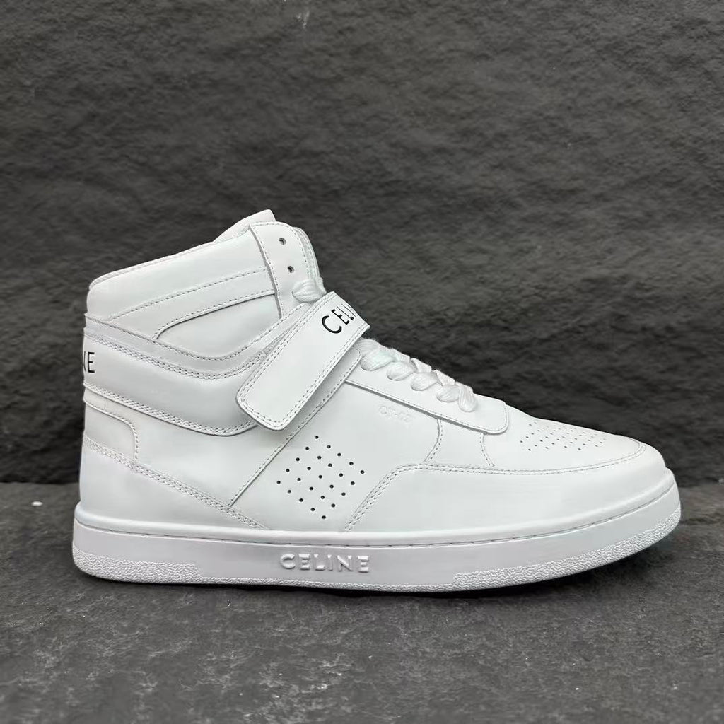 Celine CT-03 Calfskin Mid-Top Sneakers — Fluorescent White