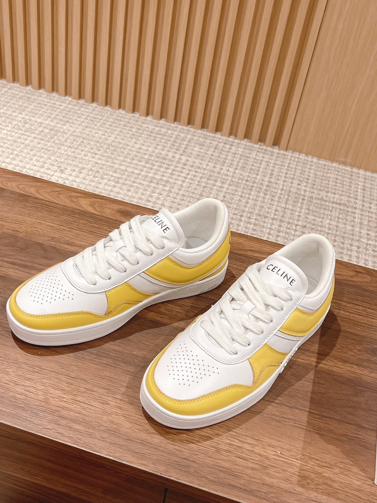 Celine White & Yellow Unisex Platform Sneakers – Sizes 35–44