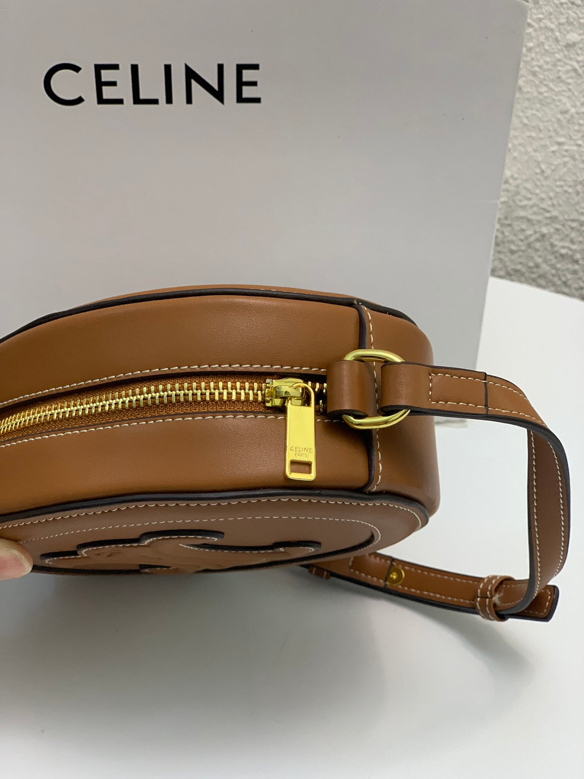 CELINE Pig Nose Mooncake Bag in Brown