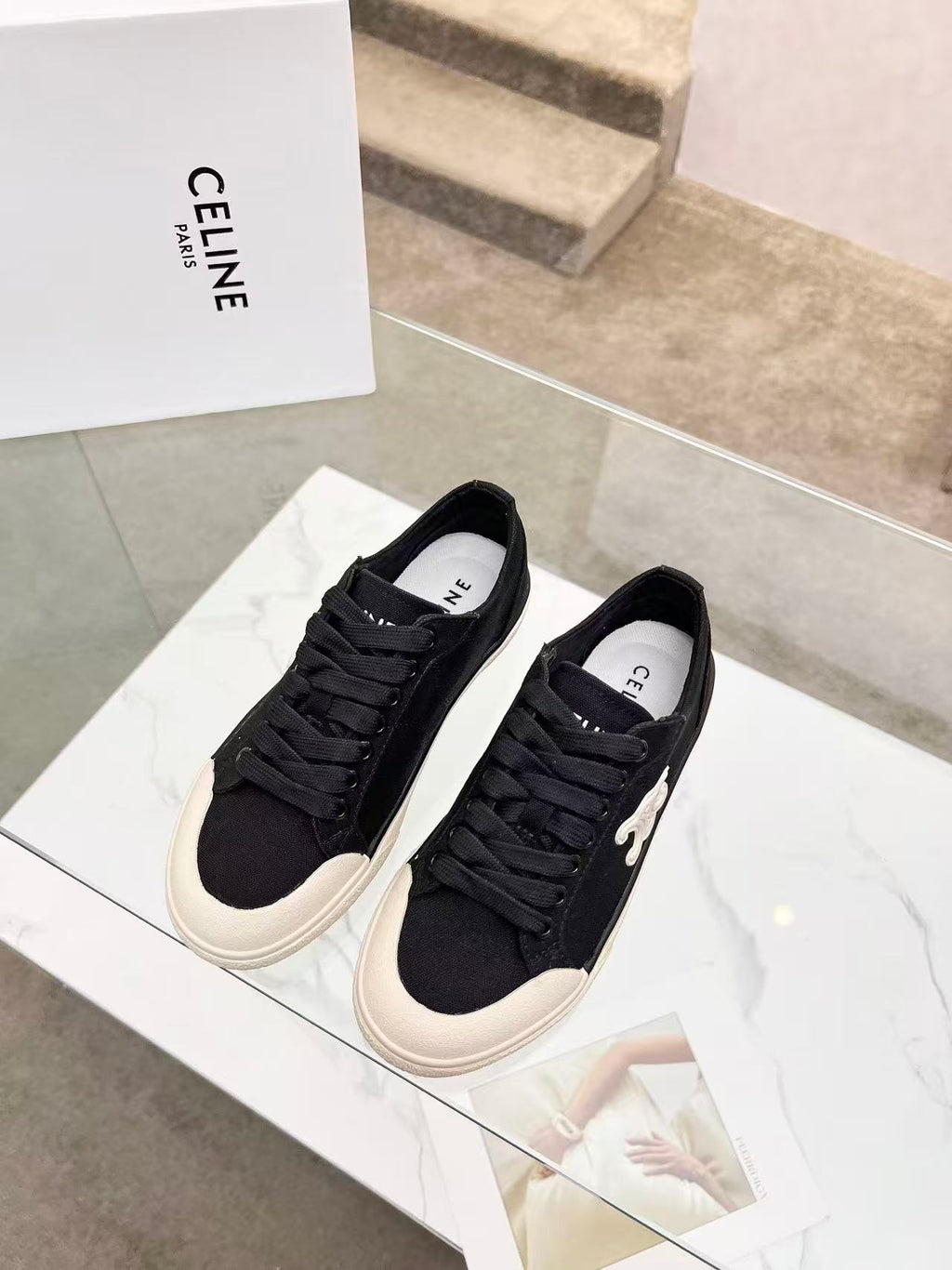 CELINE New Alan Triomphe Canvas Sneakers — Black