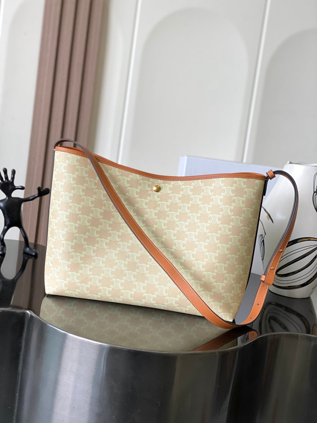 CELINE Monogram Soft Shopper Bag in Beige