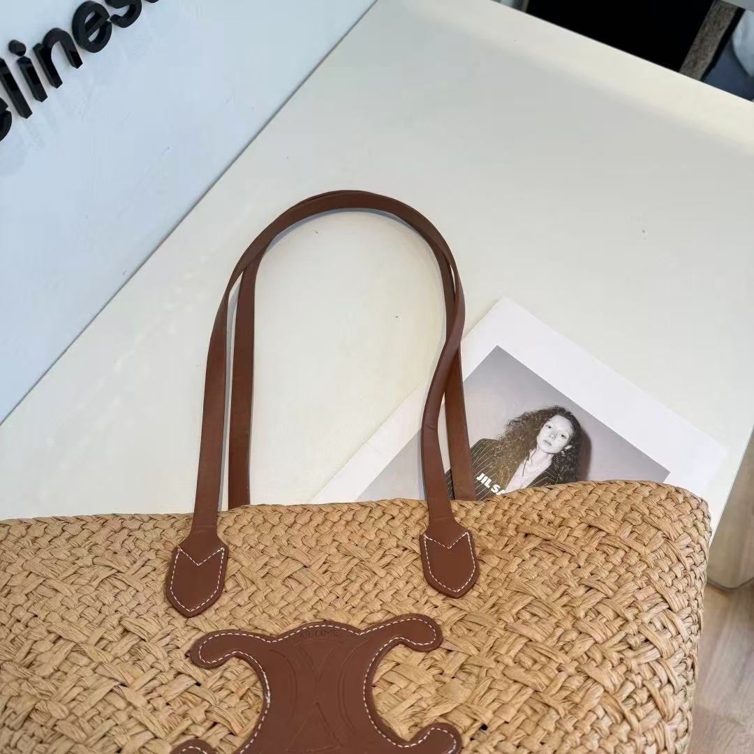 CELINE Hand-Woven Raffia Bag in Beige