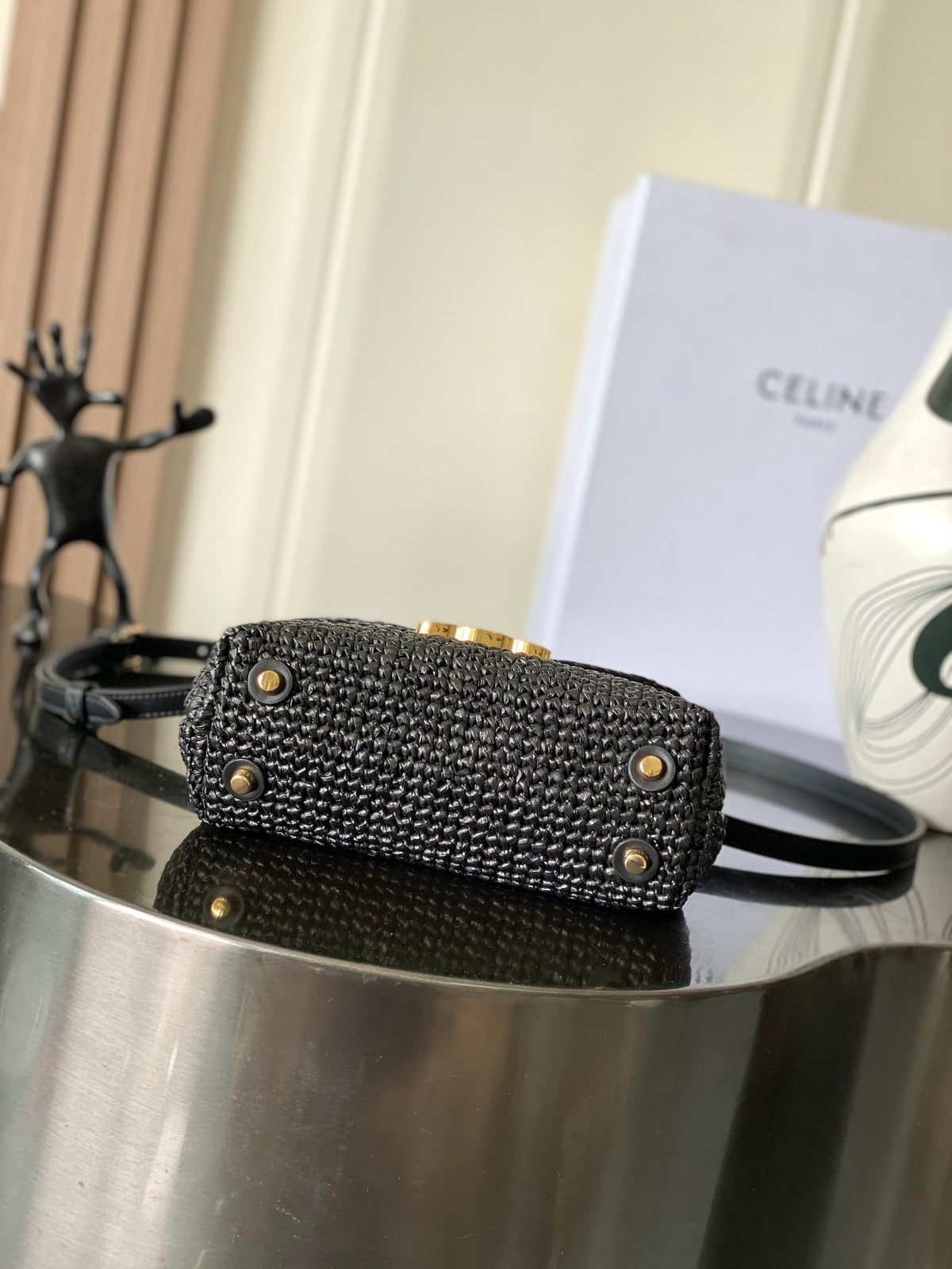 CELINE Teen Nino Woven Handbag in Black