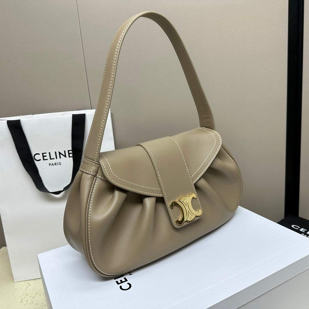 CELINE New Triomphe Polly Shoulder Bag in Beige
